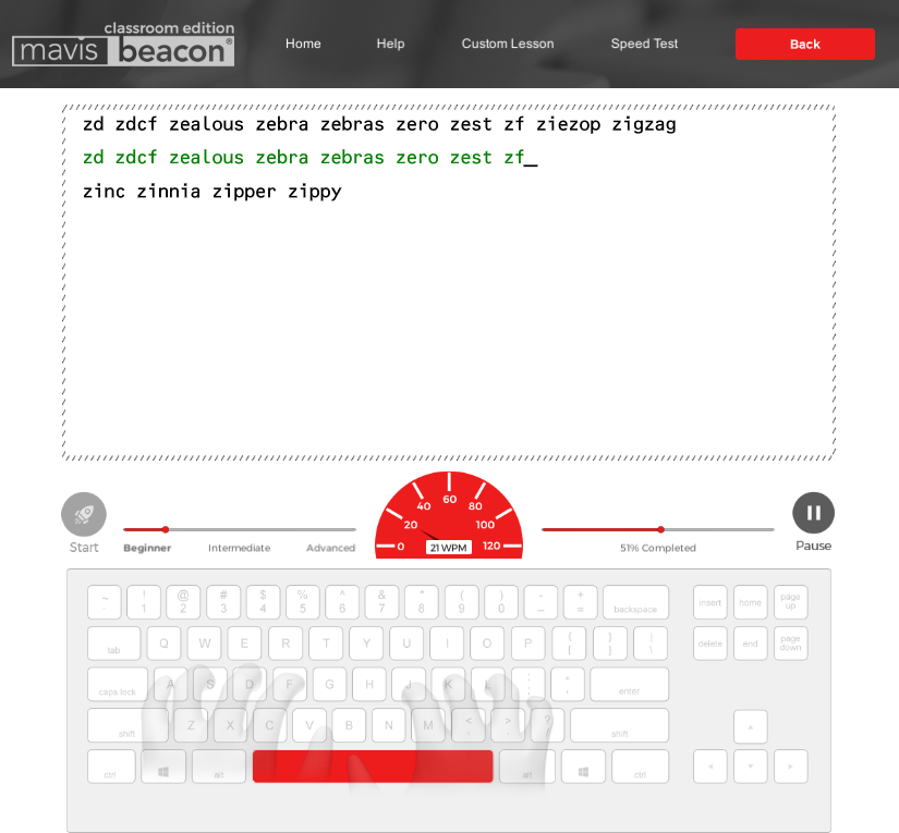 Screenshot of Mavis Beacon Teaches Typing: Version 8 (Windows